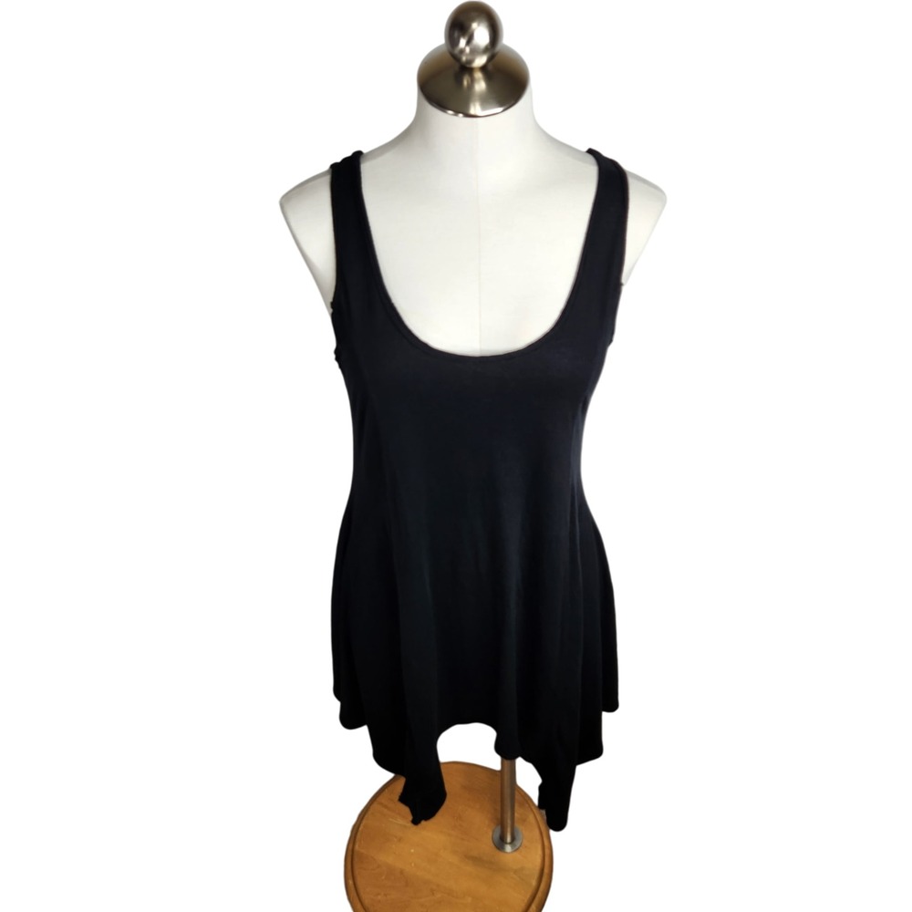 Peruvian Connection‎ Womens Sleeveless Asymmetrical Tunic Top Size Medium Black